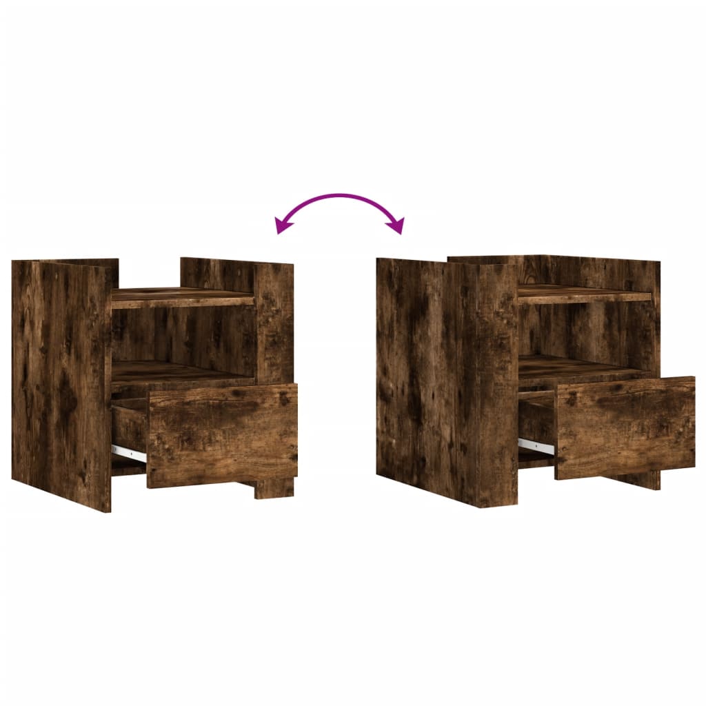 Nachtkastje 45x50x50 cm bewerkt hout gerookt eikenkleurig is nu te koop bij PeponiXL, paradijselijk wonen!