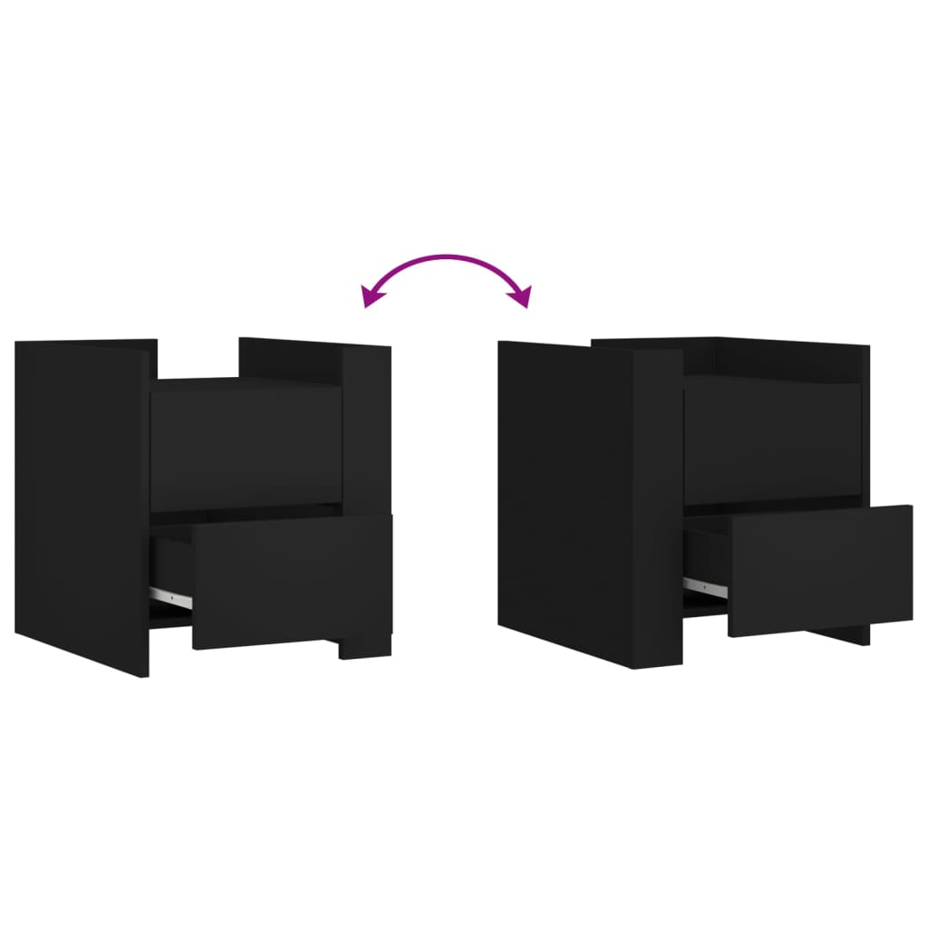 Nachtkastje 45x50x50 cm bewerkt hout zwart is nu te koop bij PeponiXL, paradijselijk wonen!