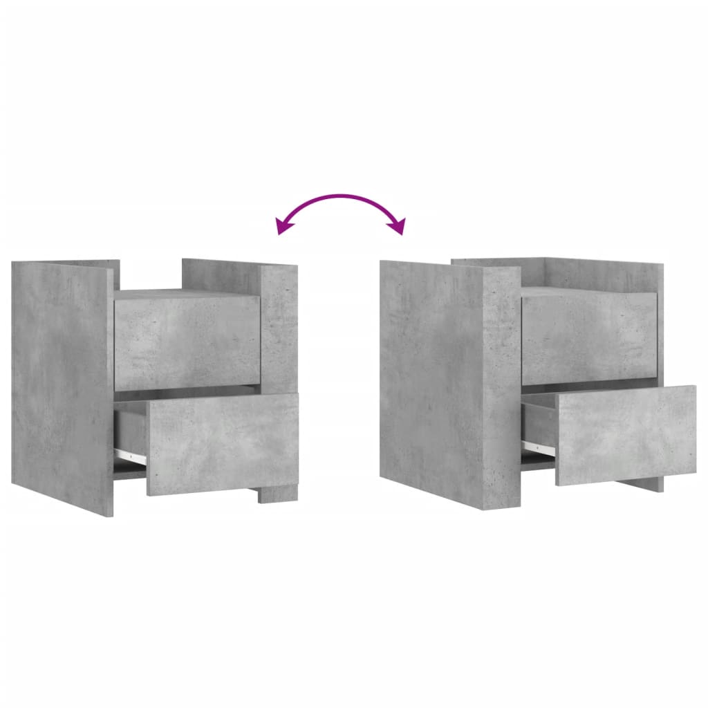 Nachtkastje 45x50x50 cm bewerkt hout betongrijs is nu te koop bij PeponiXL, paradijselijk wonen!
