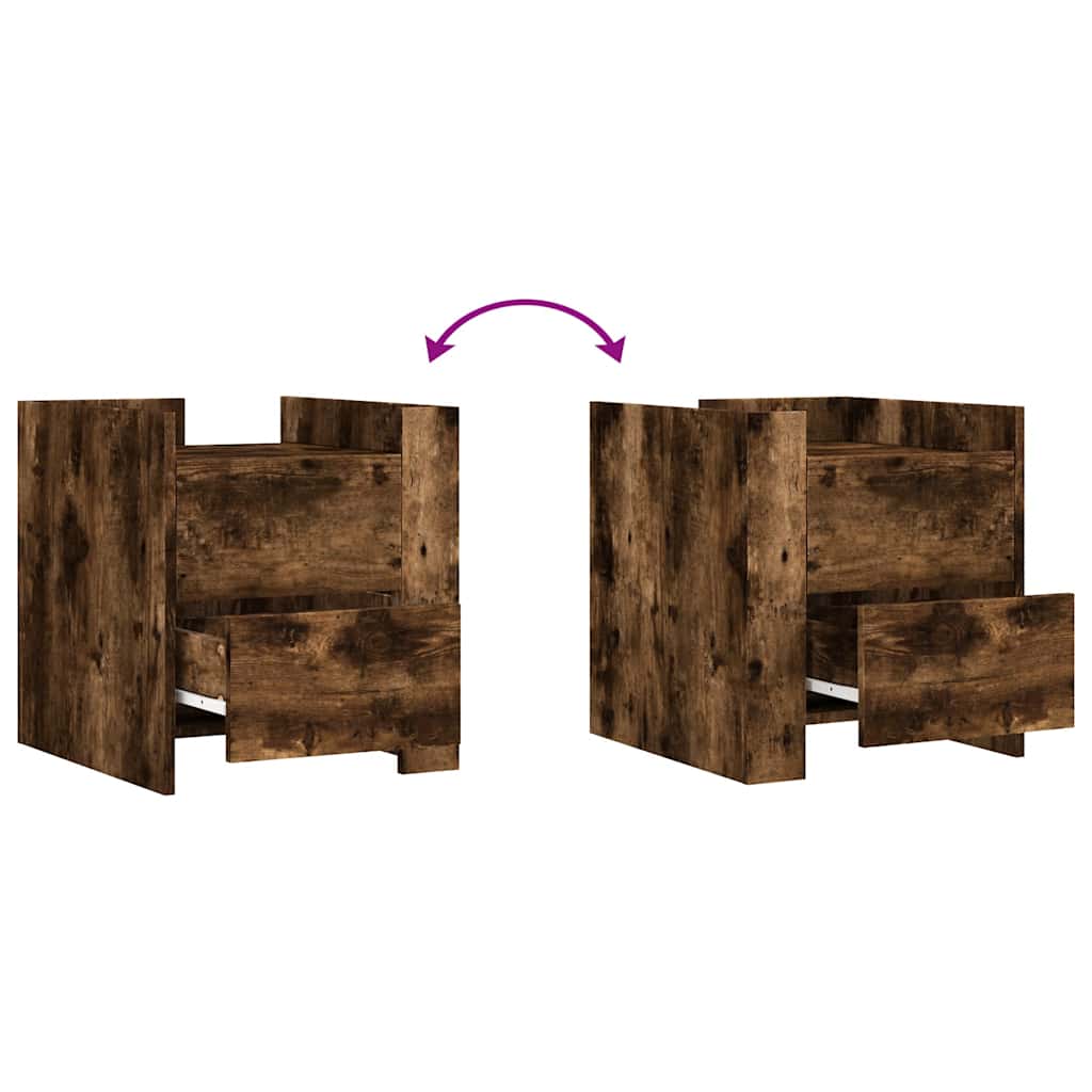 Nachtkastje 45x50x50 cm bewerkt hout gerookt eikenkleurig is nu te koop bij PeponiXL, paradijselijk wonen!