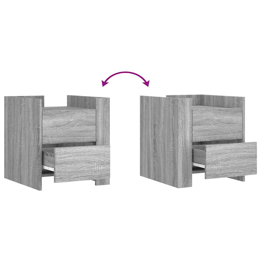 Nachtkastje 45x50x50 cm bewerkt hout grijs sonoma eikenkleurig is nu te koop bij PeponiXL, paradijselijk wonen!