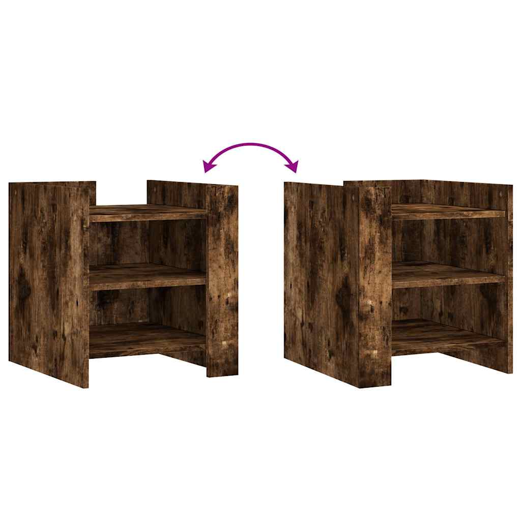 Nachtkastje 45x50x50 cm bewerkt hout gerookt eikenkleurig is nu te koop bij PeponiXL, paradijselijk wonen!