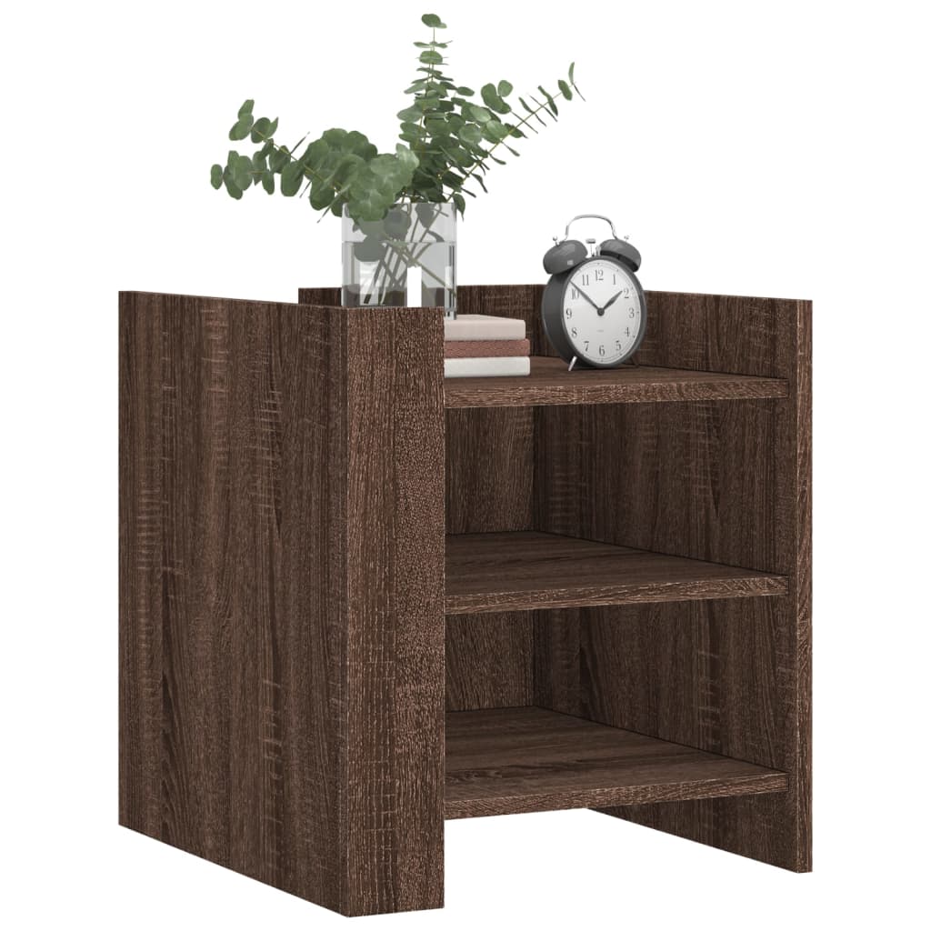 Nachtkastje 45x50x50 cm bewerkt hout bruin eikenkleurig is nu te koop bij PeponiXL, paradijselijk wonen!