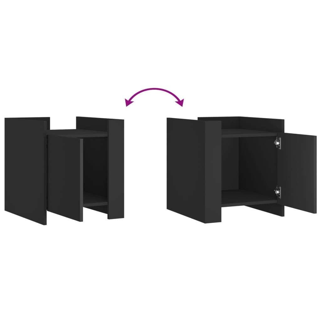 Nachtkastje 45x50x50 cm bewerkt hout zwart is nu te koop bij PeponiXL, paradijselijk wonen!