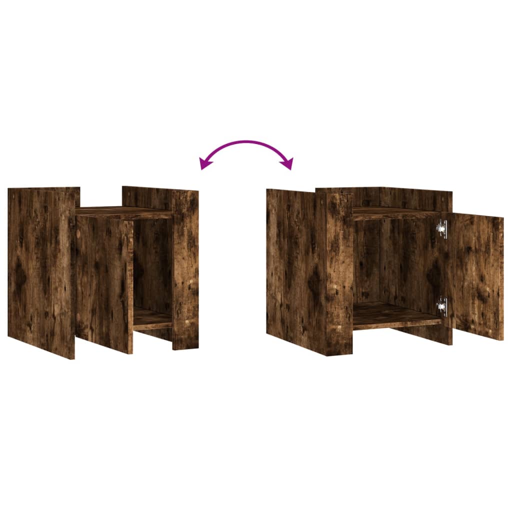 Nachtkastje 45x50x50 cm bewerkt hout gerookt eikenkleurig is nu te koop bij PeponiXL, paradijselijk wonen!