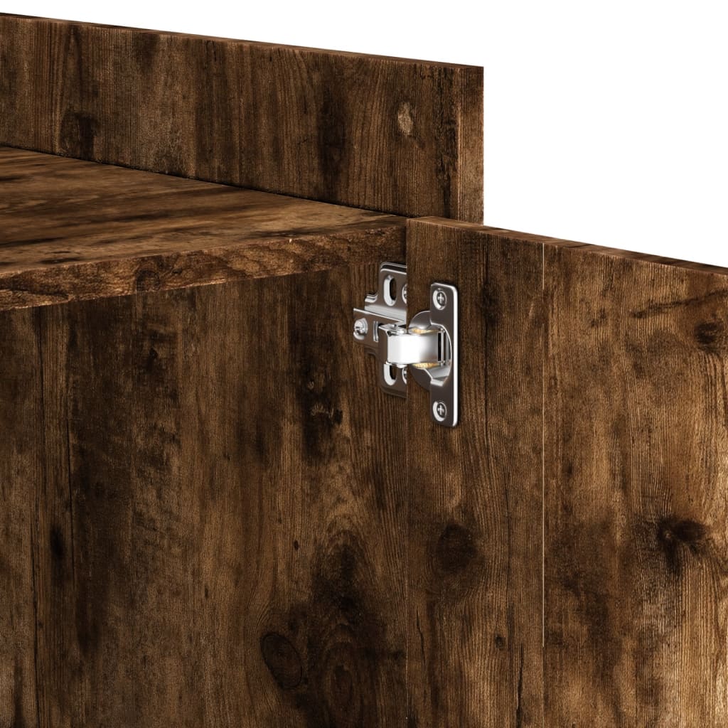 Nachtkastje 45x50x50 cm bewerkt hout gerookt eikenkleurig is nu te koop bij PeponiXL, paradijselijk wonen!