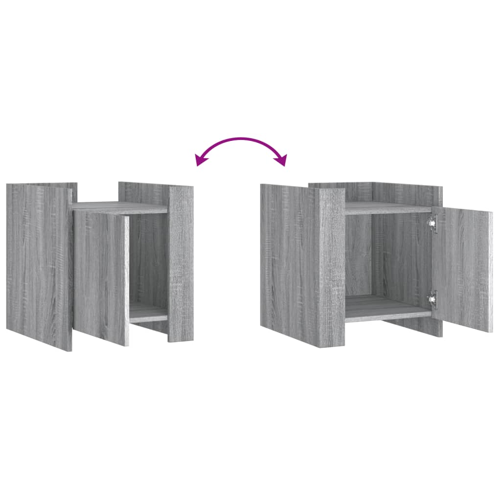 Nachtkastje 45x50x50 cm bewerkt hout grijs sonoma eikenkleurig is nu te koop bij PeponiXL, paradijselijk wonen!