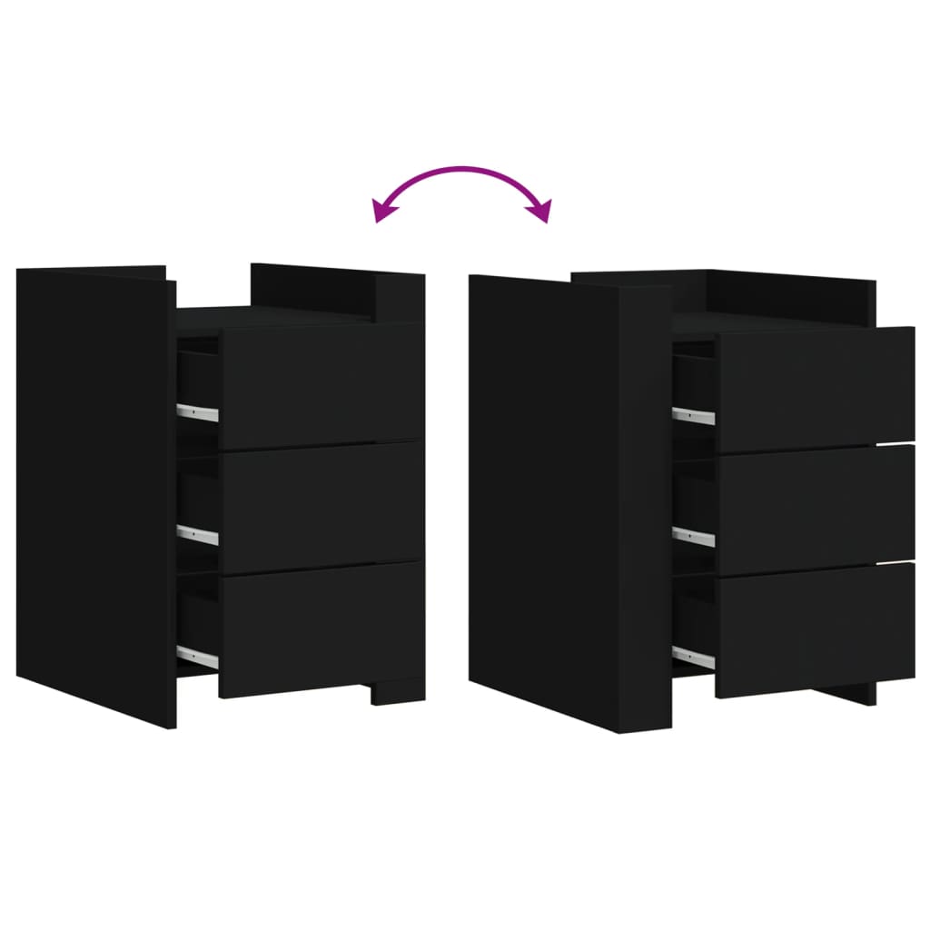 Nachtkastje 45x50x65 cm bewerkt hout zwart is nu te koop bij PeponiXL, paradijselijk wonen!