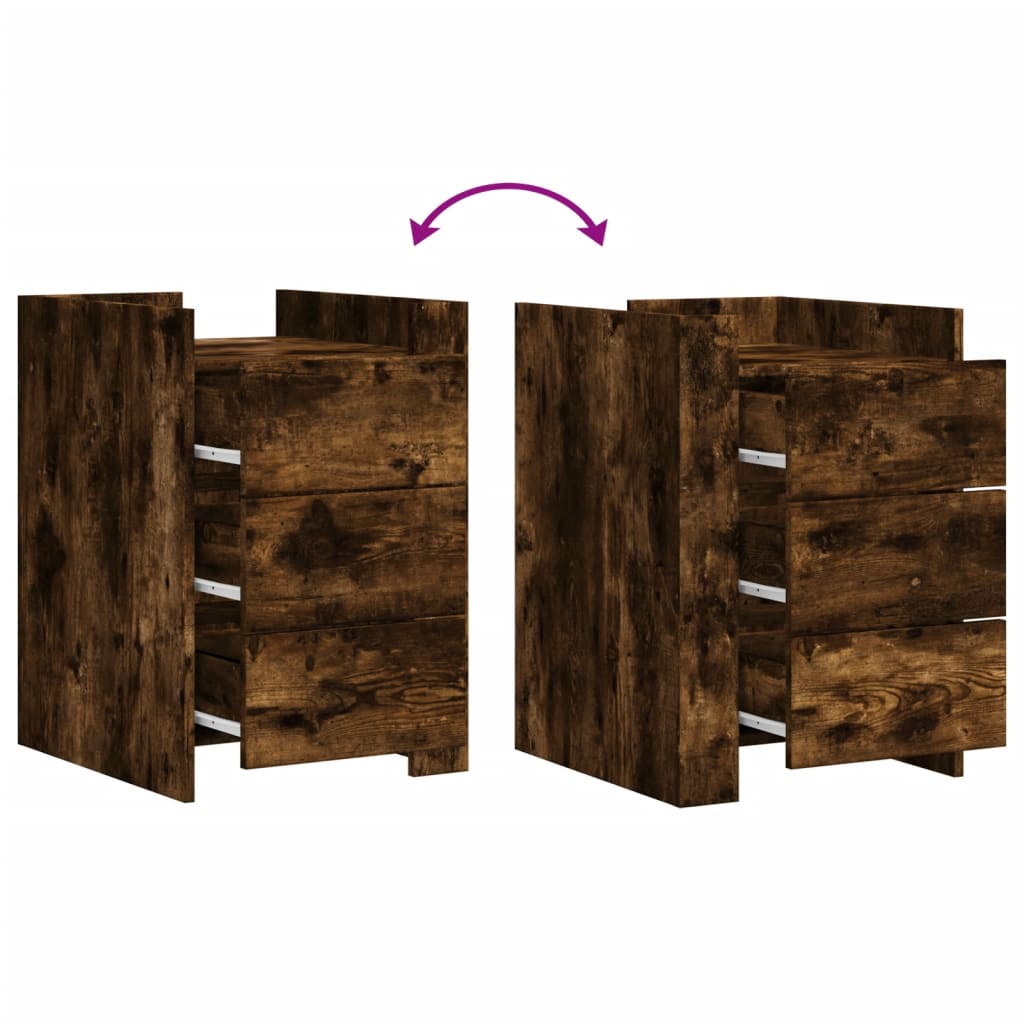 Nachtkastje 45x50x65 cm bewerkt hout gerookt eikenkleurig is nu te koop bij PeponiXL, paradijselijk wonen!