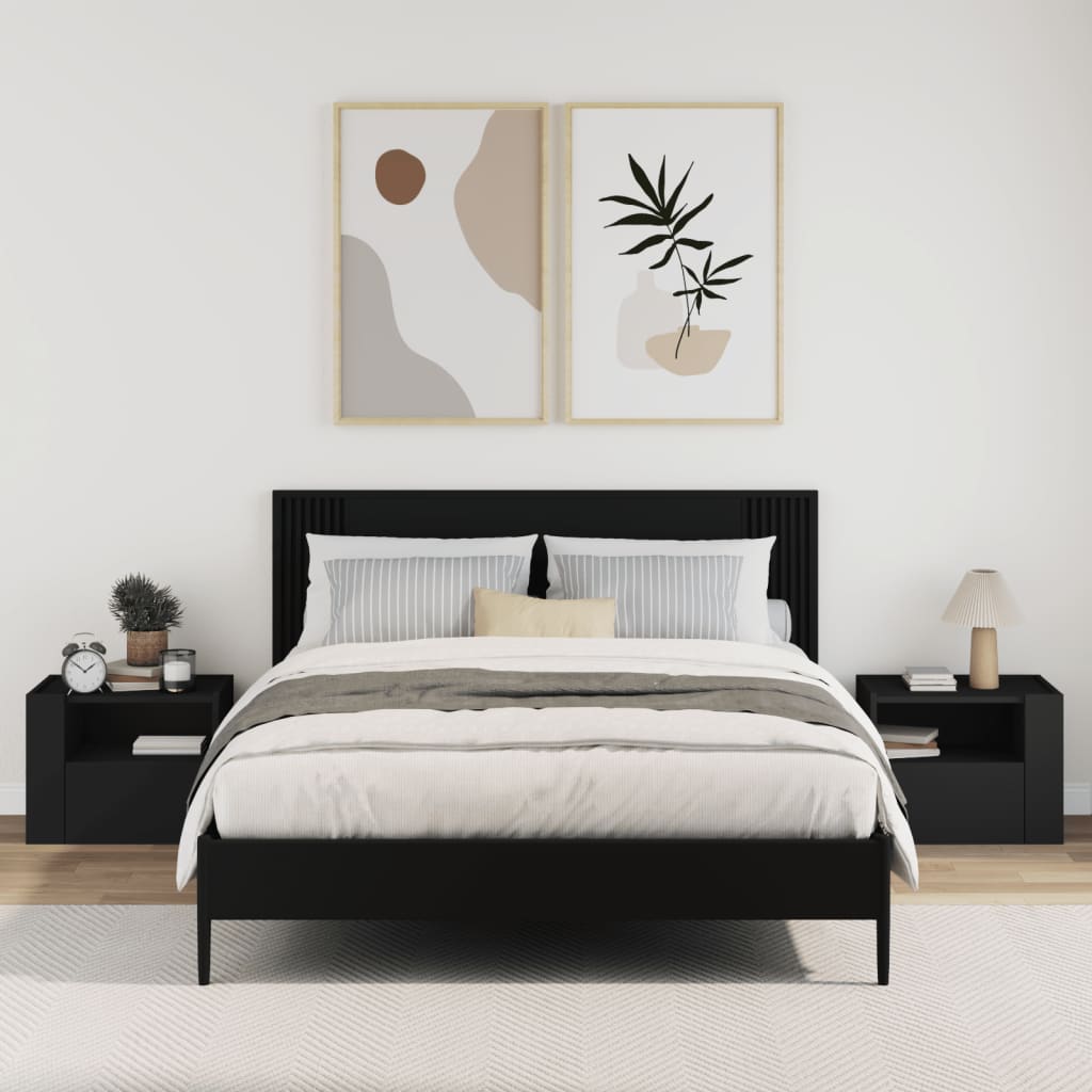 Nachtkastjes wandgemonteerd 2 st 45x30x35 cm zwart is nu te koop bij PeponiXL, paradijselijk wonen!