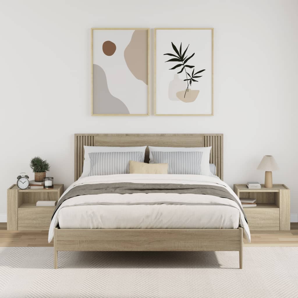 Nachtkastjes 2 st wandgemonteerd 45x30x35 cm sonoma eikenkleur is nu te koop bij PeponiXL, paradijselijk wonen!