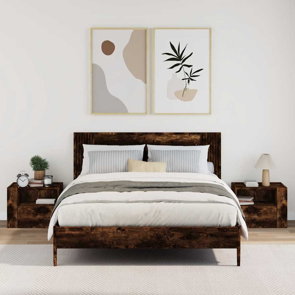 Nachtkastjes 2 st wandgemonteerd 45x30x35 cm gerookt eikenkleur is nu te koop bij PeponiXL, paradijselijk wonen!