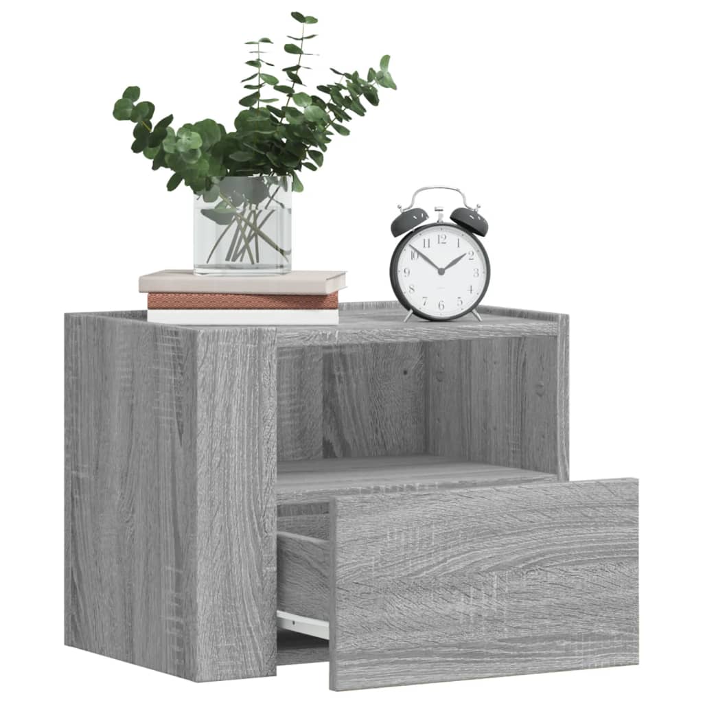 Nachtkastje wandgemonteerd 45x30x35 cm grijs sonoma eikenkleur is nu te koop bij PeponiXL, paradijselijk wonen!