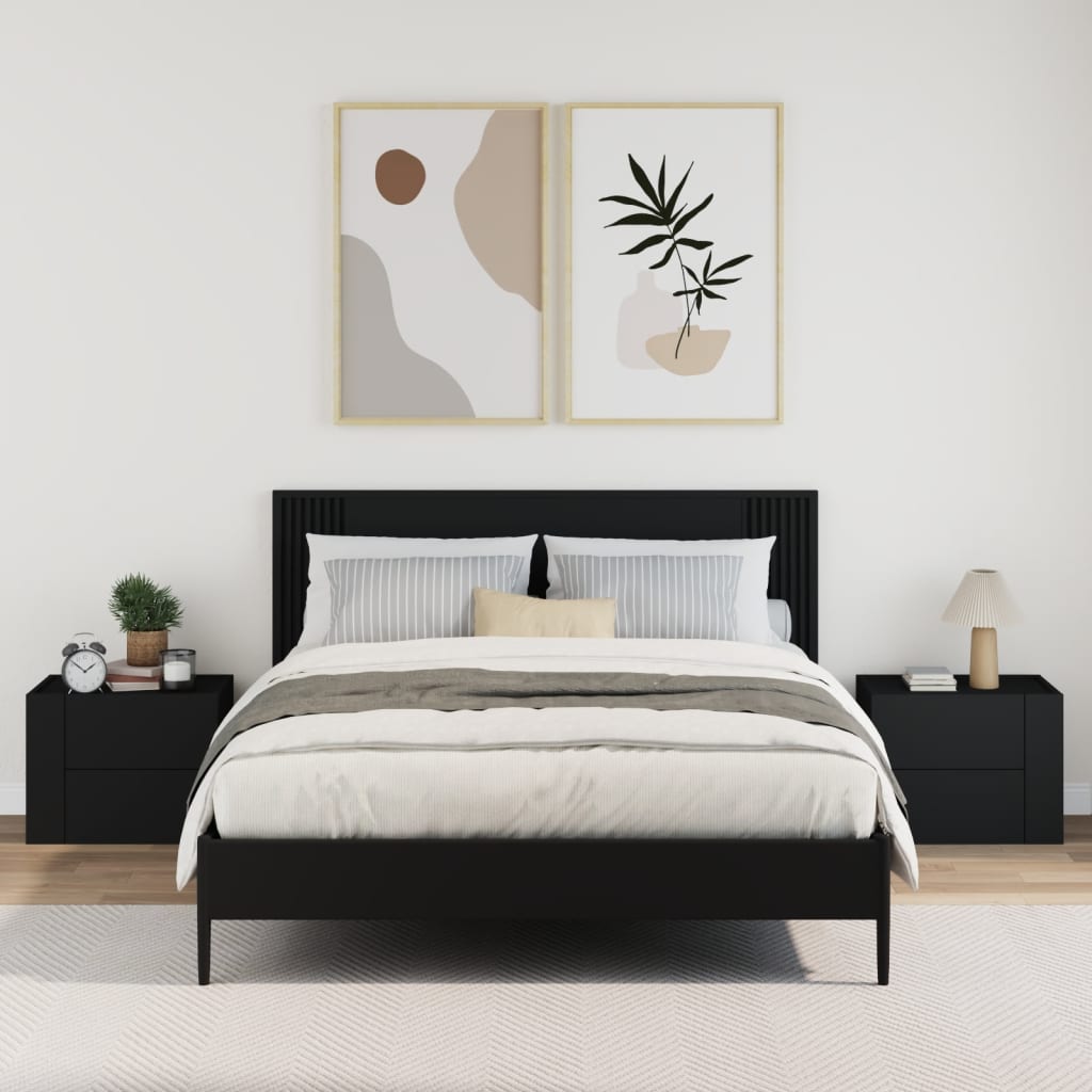 Nachtkastjes wandgemonteerd 2 st 45x30x35 cm zwart is nu te koop bij PeponiXL, paradijselijk wonen!