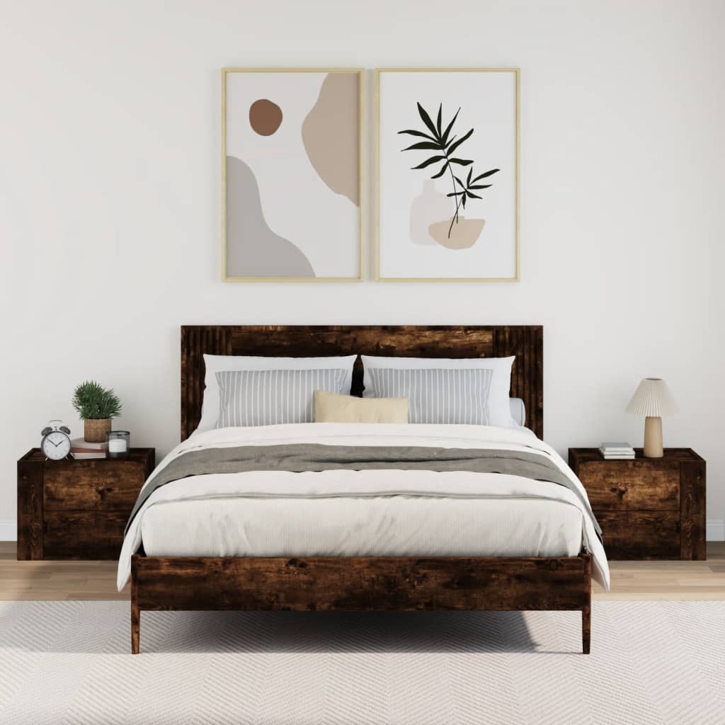 Nachtkastjes 2 st wandgemonteerd 45x30x35 cm gerookt eikenkleur is nu te koop bij PeponiXL, paradijselijk wonen!