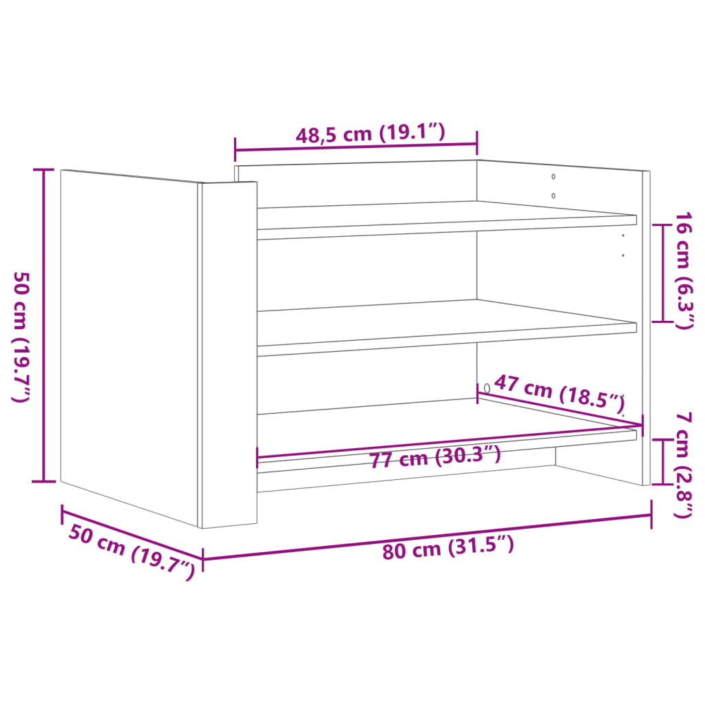 Salontafel 80x50x50 cm bewerkt hout wit is nu te koop bij PeponiXL, paradijselijk wonen!