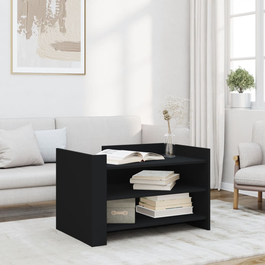 Salontafel 80x50x50 cm bewerkt hout zwart is nu te koop bij PeponiXL, paradijselijk wonen!