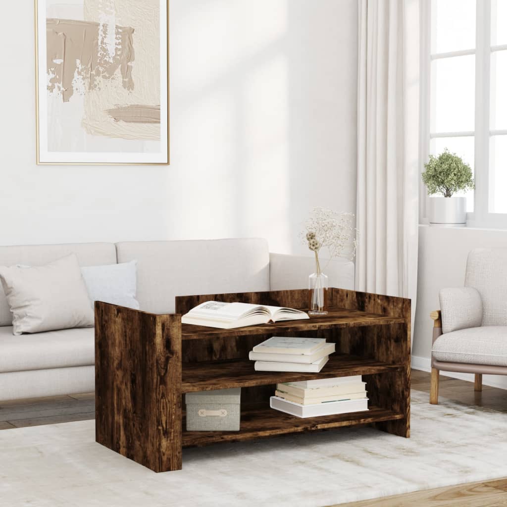 Salontafel 100x50x50 cm bewerkt hout gerookt eikenkleurig is nu te koop bij PeponiXL, paradijselijk wonen!