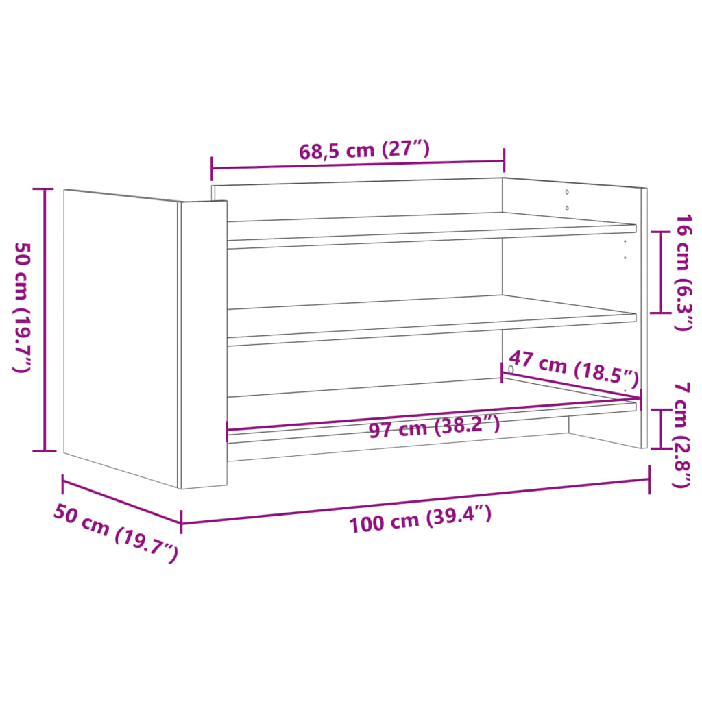 Salontafel 100x50x50 cm bewerkt hout grijs sonoma eikenkleur is nu te koop bij PeponiXL, paradijselijk wonen!