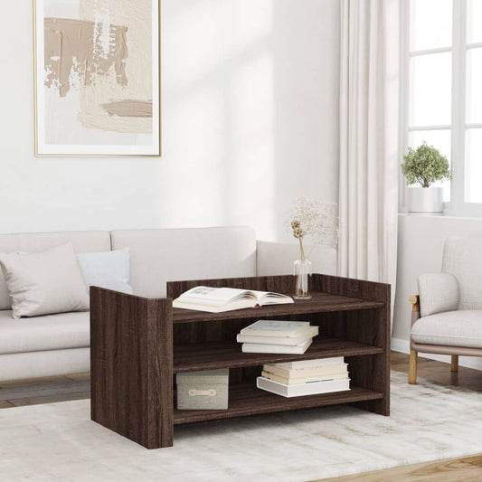 Salontafel 100x50x50 cm bewerkt hout bruin eikenkleurig is nu te koop bij PeponiXL, paradijselijk wonen!
