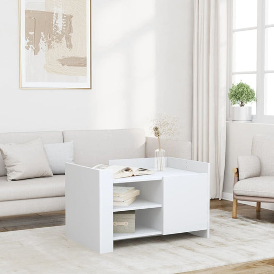 Salontafel 80x50x50 cm bewerkt hout wit is nu te koop bij PeponiXL, paradijselijk wonen!