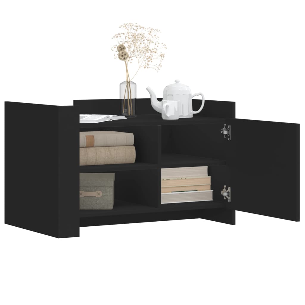 Salontafel 80x50x50 cm bewerkt hout zwart is nu te koop bij PeponiXL, paradijselijk wonen!