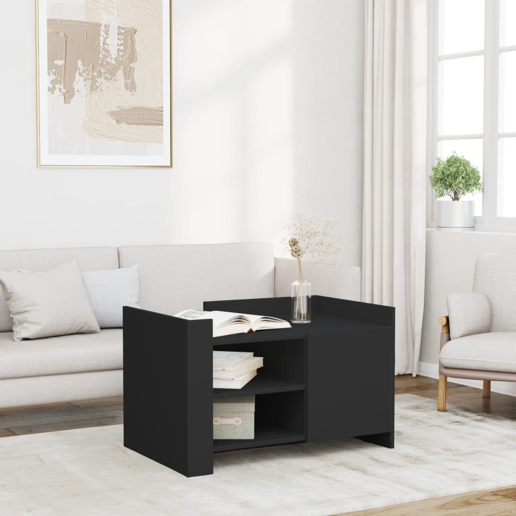 Salontafel 80x50x50 cm bewerkt hout zwart is nu te koop bij PeponiXL, paradijselijk wonen!