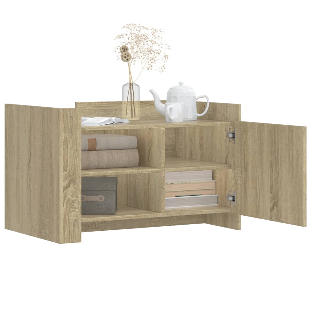 Salontafel 80x50x50 cm bewerkt hout sonoma eikenkleurig is nu te koop bij PeponiXL, paradijselijk wonen!