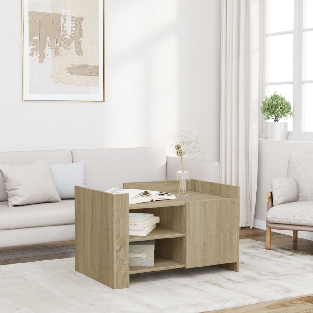 Salontafel 80x50x50 cm bewerkt hout sonoma eikenkleurig is nu te koop bij PeponiXL, paradijselijk wonen!