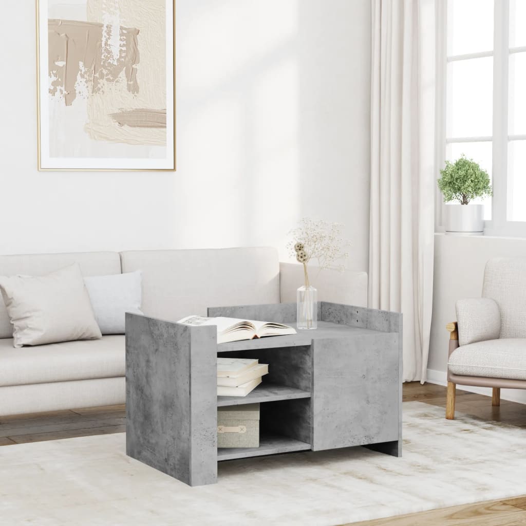 Salontafel 80x50x50 cm bewerkt hout betongrijs is nu te koop bij PeponiXL, paradijselijk wonen!