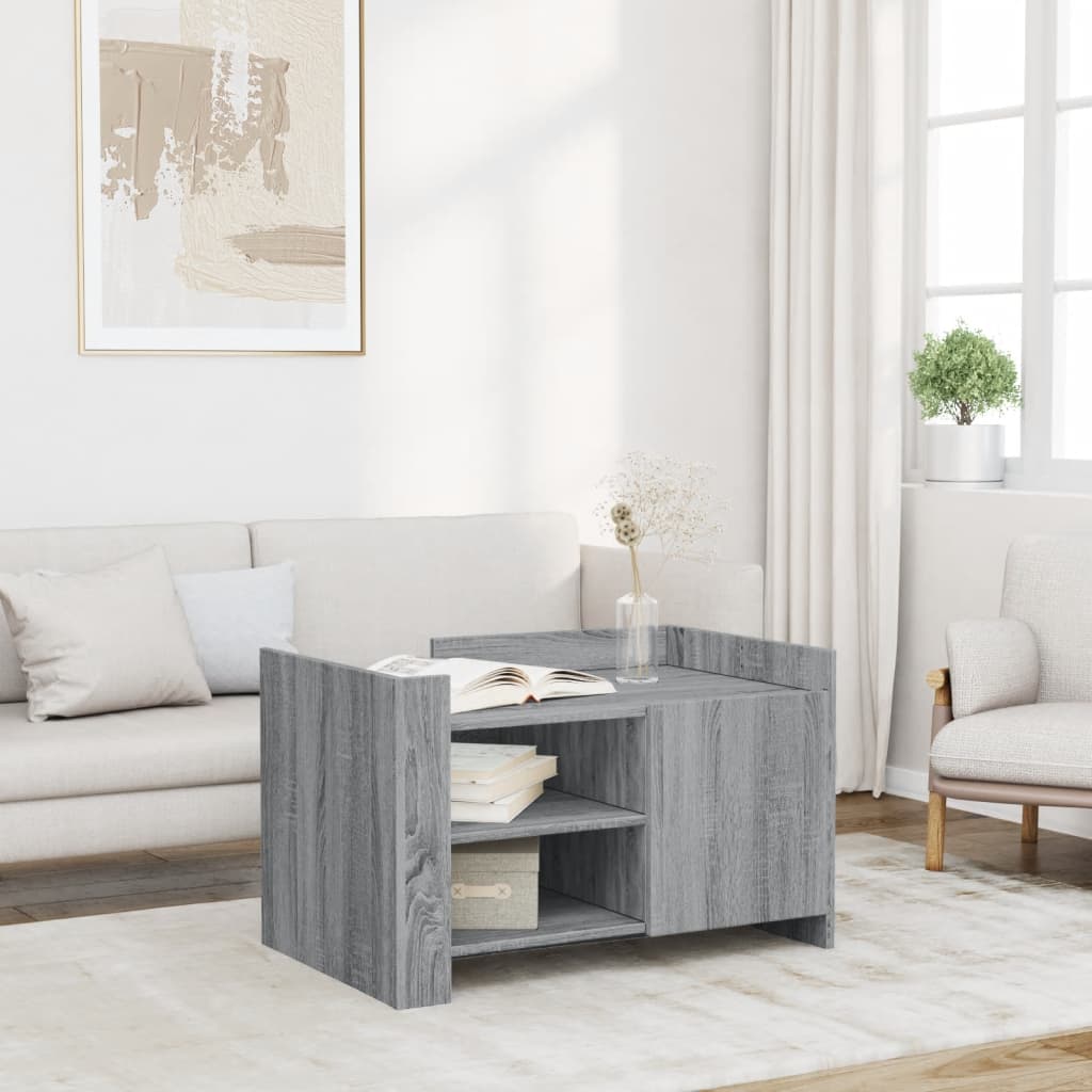 Salontafel 80x50x50 cm bewerkt hout grijs sonoma eikenkleur is nu te koop bij PeponiXL, paradijselijk wonen!