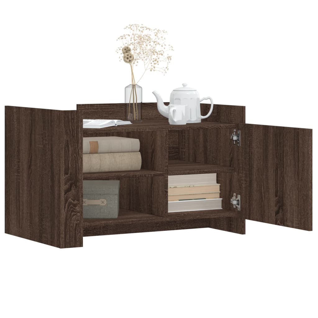 Salontafel 80x50x50 cm bewerkt hout bruin eikenkleur is nu te koop bij PeponiXL, paradijselijk wonen!