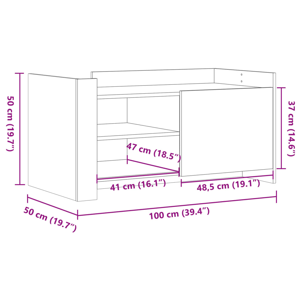 Salontafel 100x50x50 cm bewerkt hout wit is nu te koop bij PeponiXL, paradijselijk wonen!
