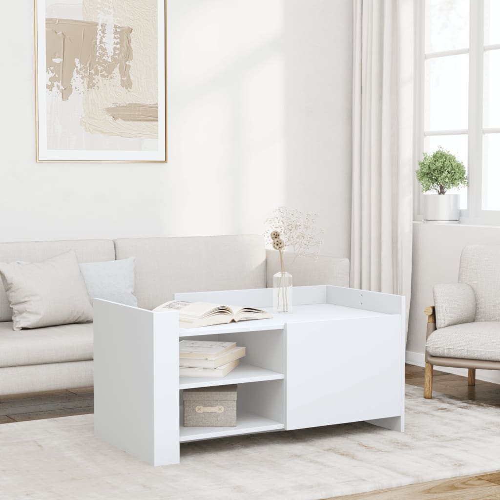 Salontafel 100x50x50 cm bewerkt hout wit is nu te koop bij PeponiXL, paradijselijk wonen!