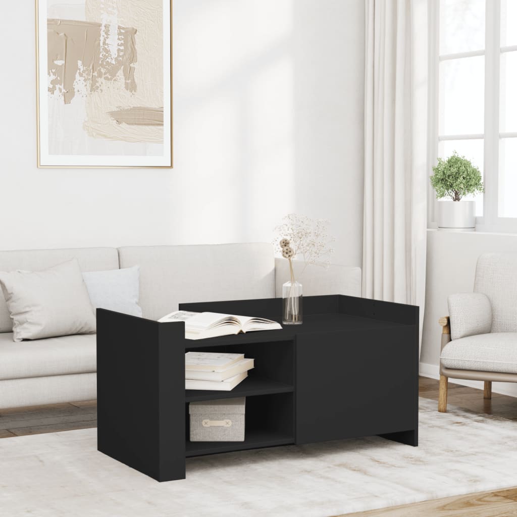 Salontafel 100x50x50 cm bewerkt hout zwart is nu te koop bij PeponiXL, paradijselijk wonen!