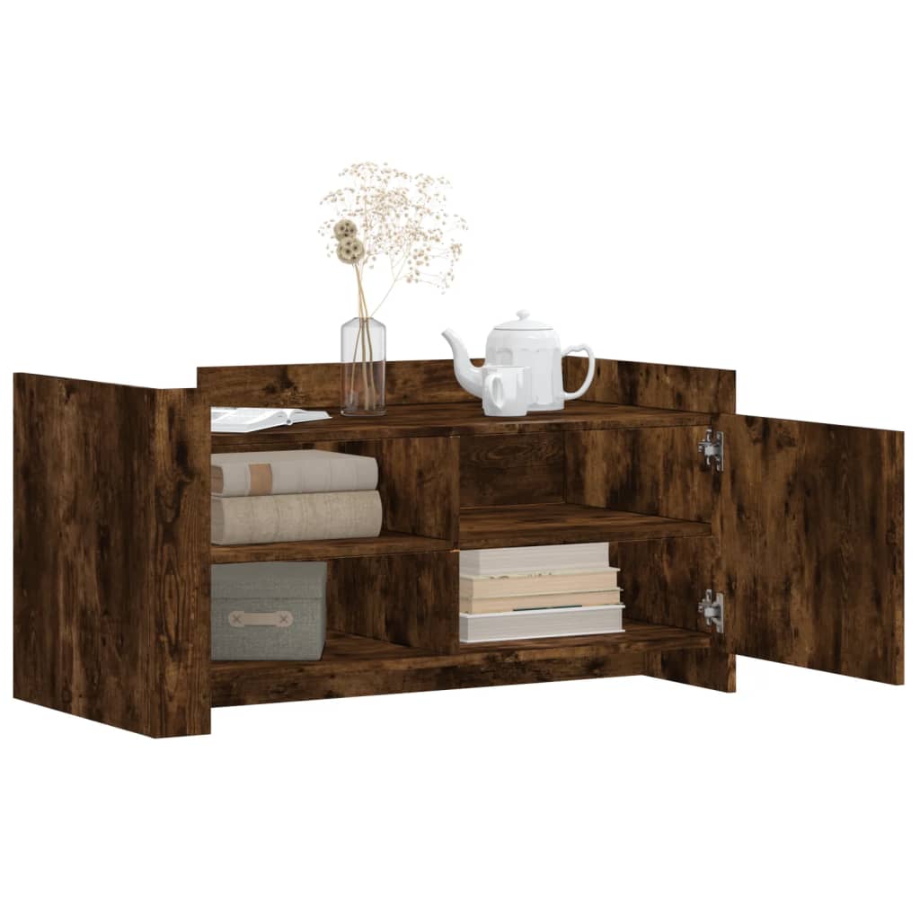 Salontafel 100x50x50 cm bewerkt hout gerookt eikenkleurig is nu te koop bij PeponiXL, paradijselijk wonen!