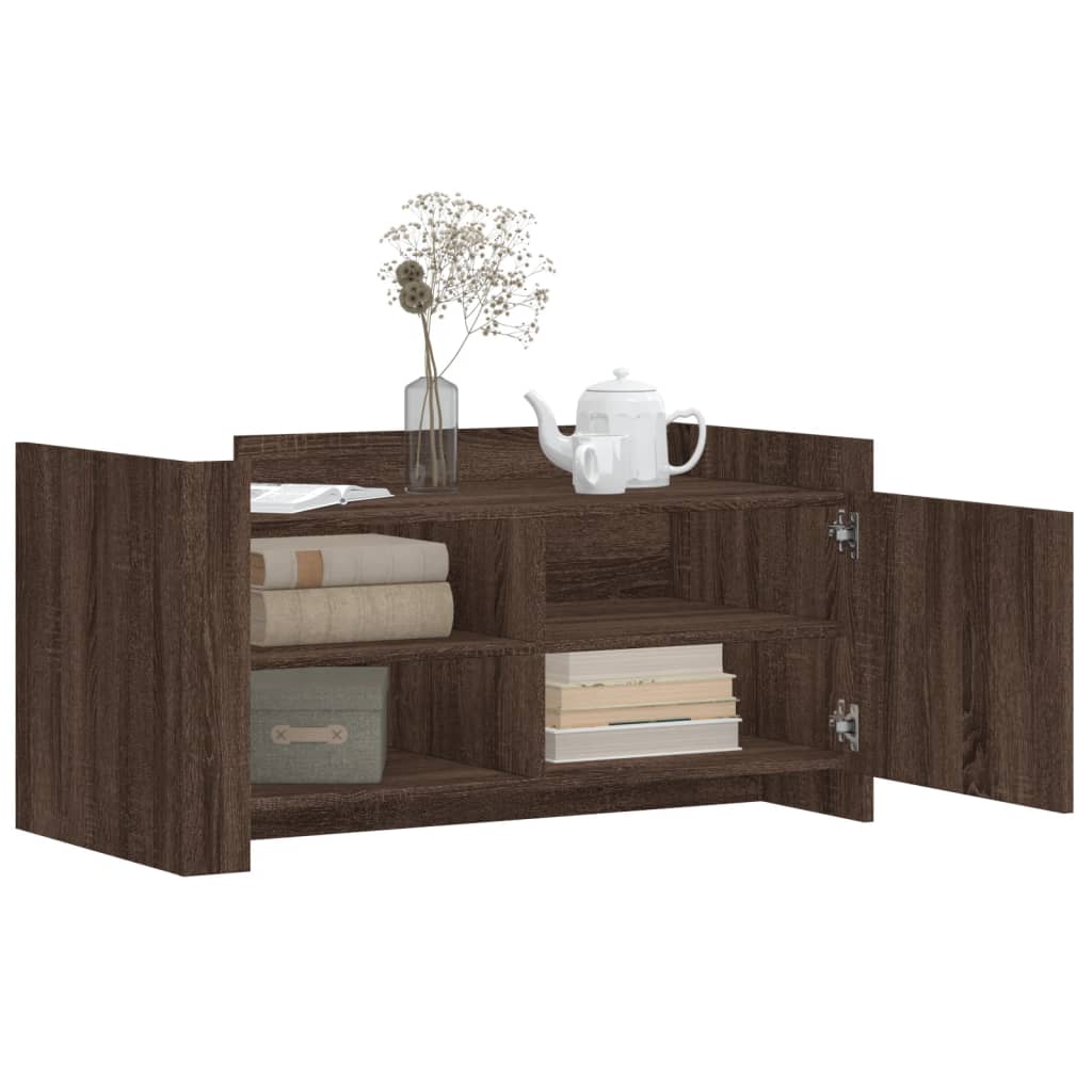 Salontafel 100x50x50 cm bewerkt hout bruin eikenkleurig is nu te koop bij PeponiXL, paradijselijk wonen!