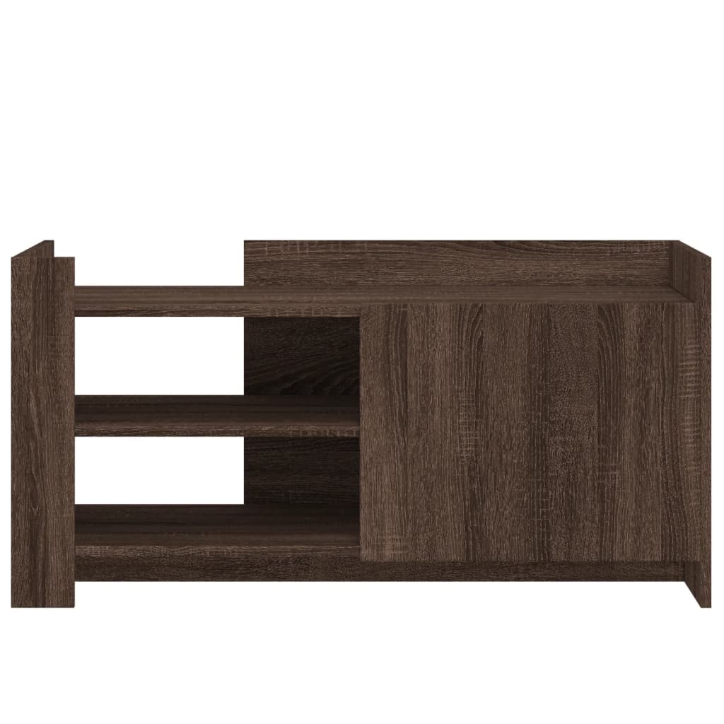 Salontafel 100x50x50 cm bewerkt hout bruin eikenkleurig is nu te koop bij PeponiXL, paradijselijk wonen!