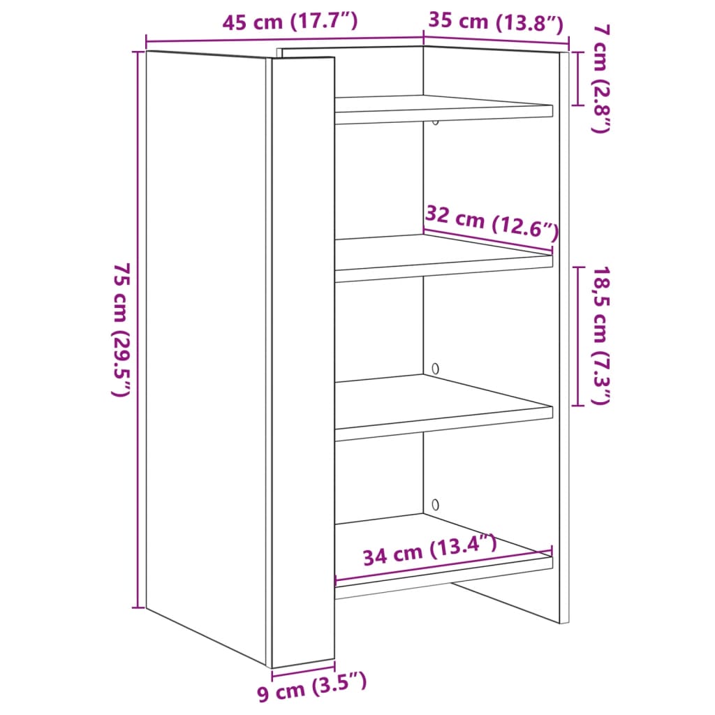 Dressoir 45x35x75 cm bewerkt hout gerookt eiken is nu te koop bij PeponiXL, paradijselijk wonen!
