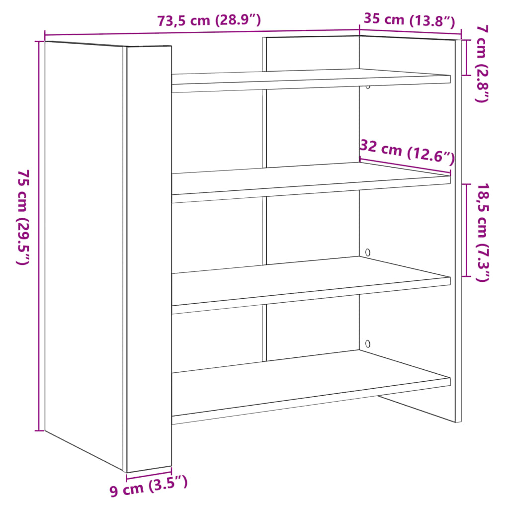 Dressoir 73,5x35x75 cm bewerkt hout wit is nu te koop bij PeponiXL, paradijselijk wonen!
