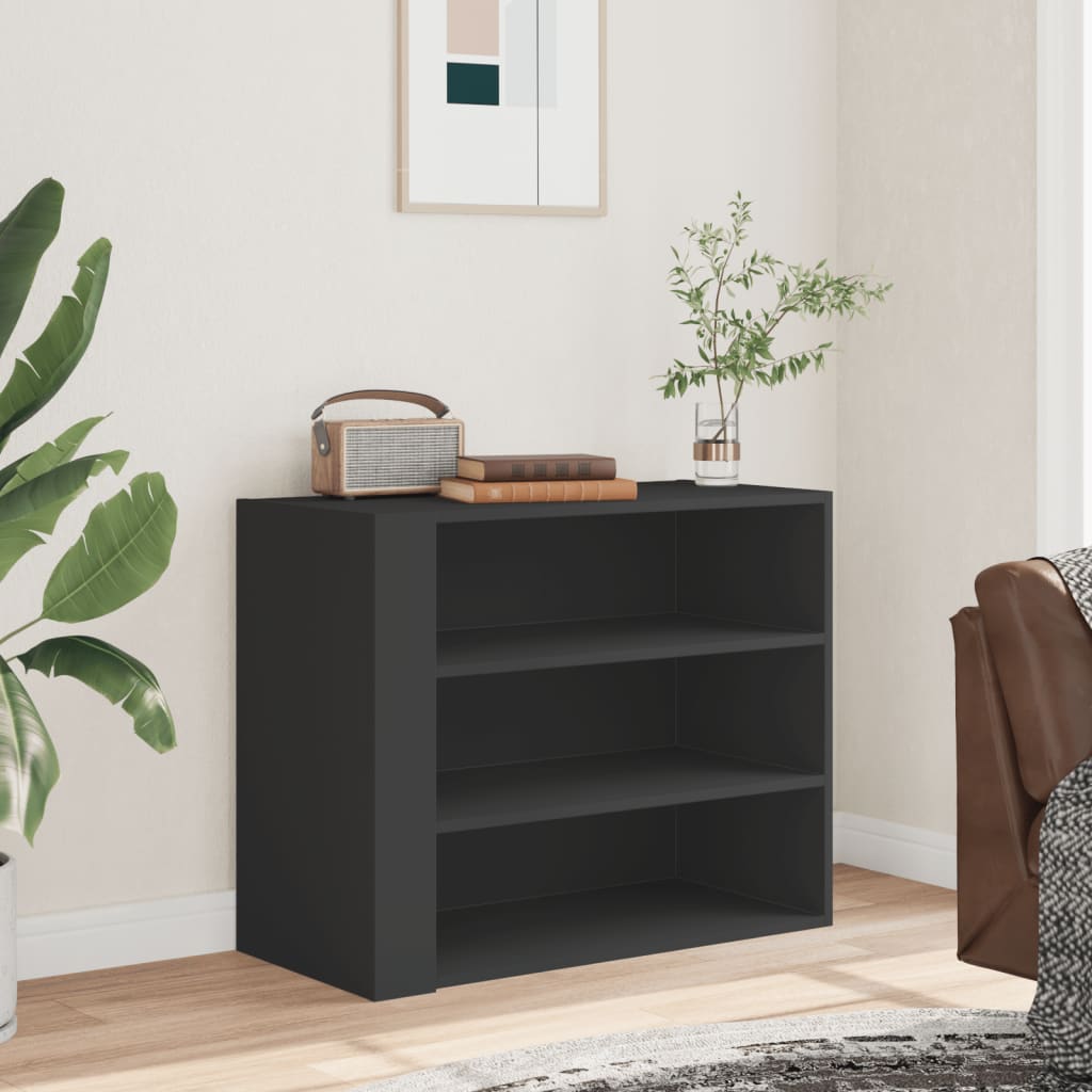 Wandkast 75x35x60 cm bewerkt hout zwart is nu te koop bij PeponiXL, paradijselijk wonen!