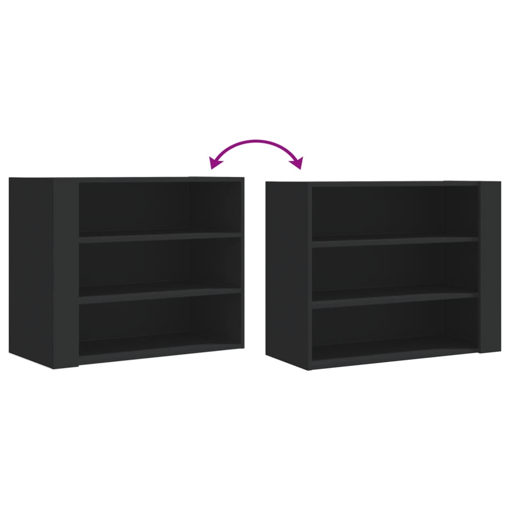 Wandkast 75x35x60 cm bewerkt hout zwart is nu te koop bij PeponiXL, paradijselijk wonen!