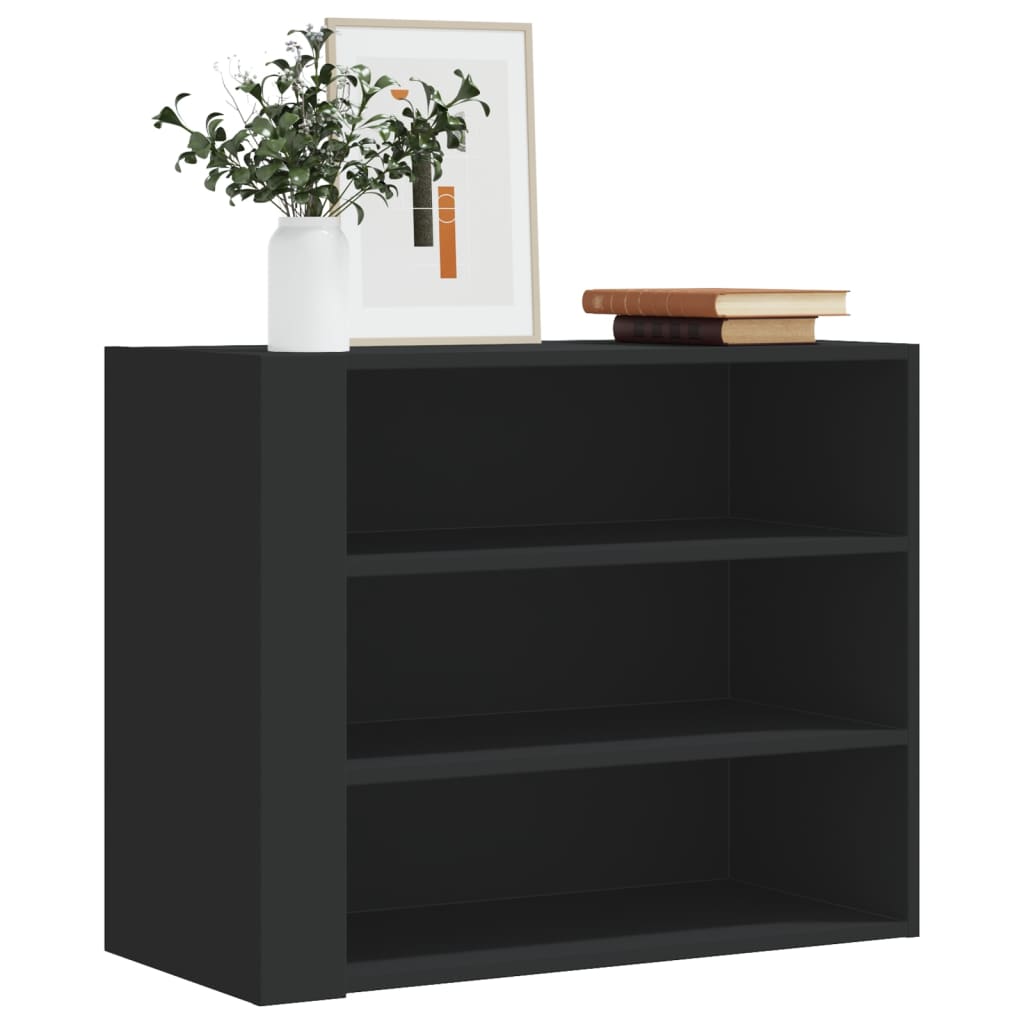 Wandkast 75x35x60 cm bewerkt hout zwart is nu te koop bij PeponiXL, paradijselijk wonen!