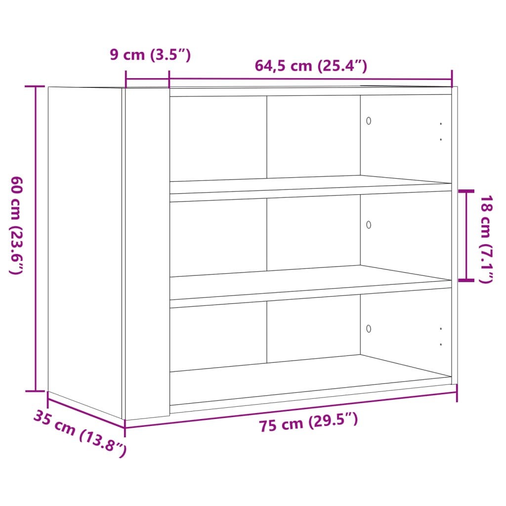 Wandkast 75x35x60 cm bewerkt hout betongrijs is nu te koop bij PeponiXL, paradijselijk wonen!