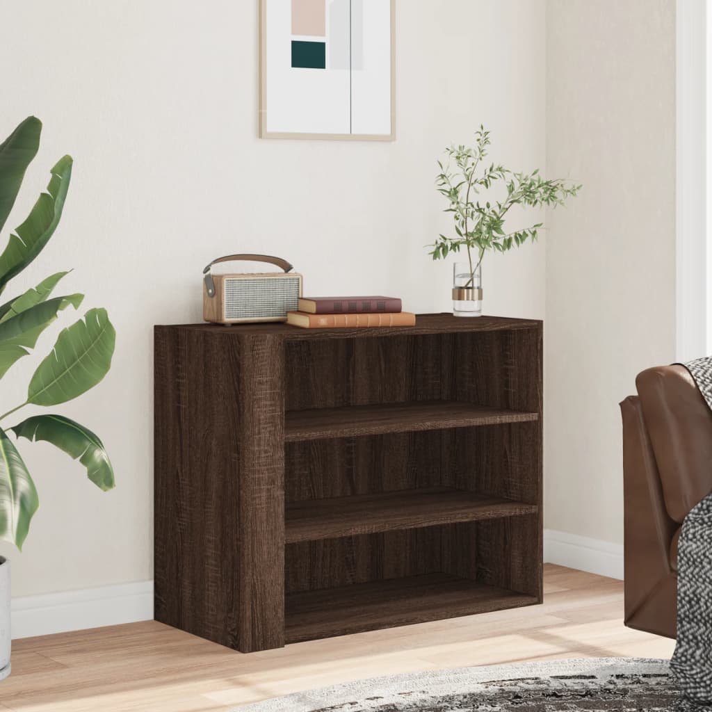 Wandkast 75x35x60 cm bewerkt hout bruin eikenkleurig is nu te koop bij PeponiXL, paradijselijk wonen!