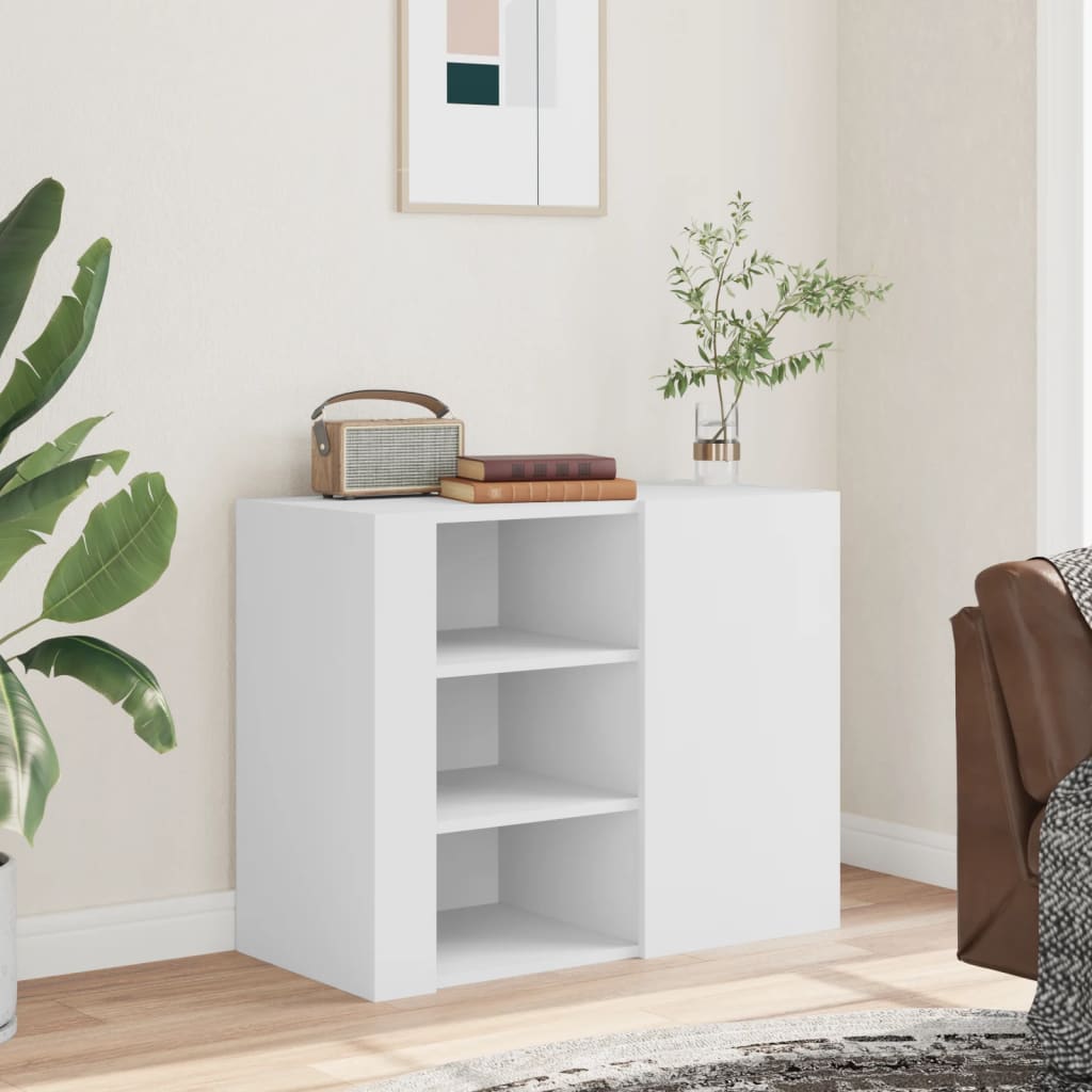 Wandkast 75x35x60 cm bewerkt hout wit is nu te koop bij PeponiXL, paradijselijk wonen!