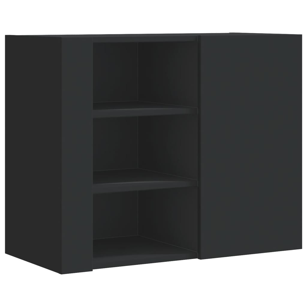 Wandkast 75x35x60 cm bewerkt hout zwart is nu te koop bij PeponiXL, paradijselijk wonen!