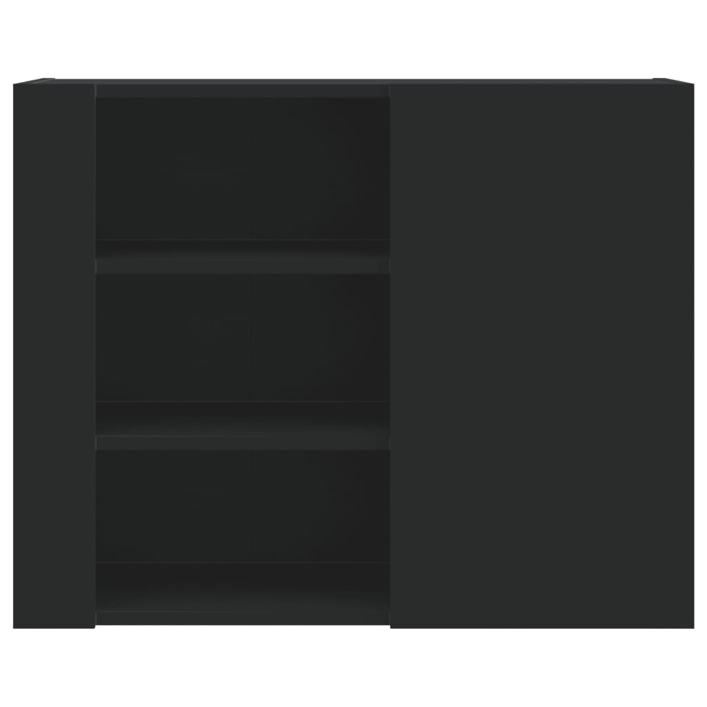Wandkast 75x35x60 cm bewerkt hout zwart is nu te koop bij PeponiXL, paradijselijk wonen!
