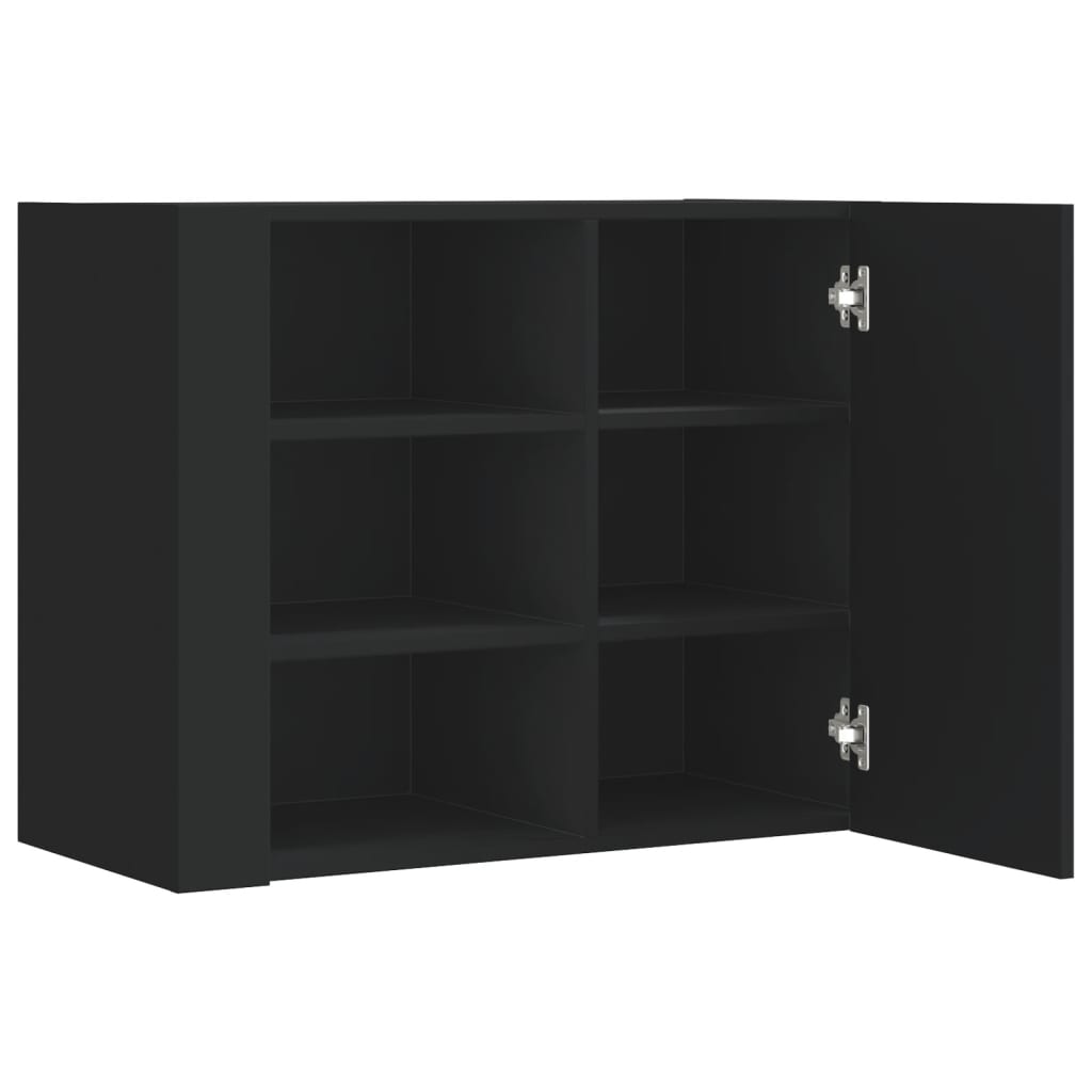 Wandkast 75x35x60 cm bewerkt hout zwart is nu te koop bij PeponiXL, paradijselijk wonen!