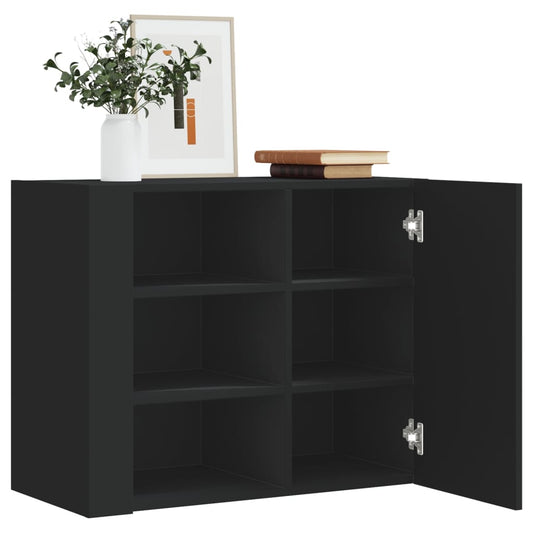 Wandkast 75x35x60 cm bewerkt hout zwart is nu te koop bij PeponiXL, paradijselijk wonen!